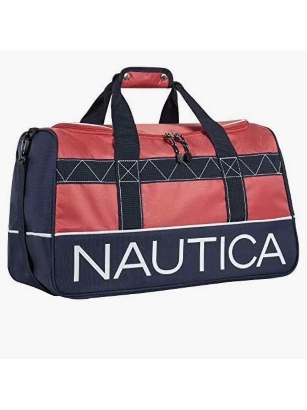 Nautica Rose Pink and Blue Duffel Travel Gym Bag with Sporty Design