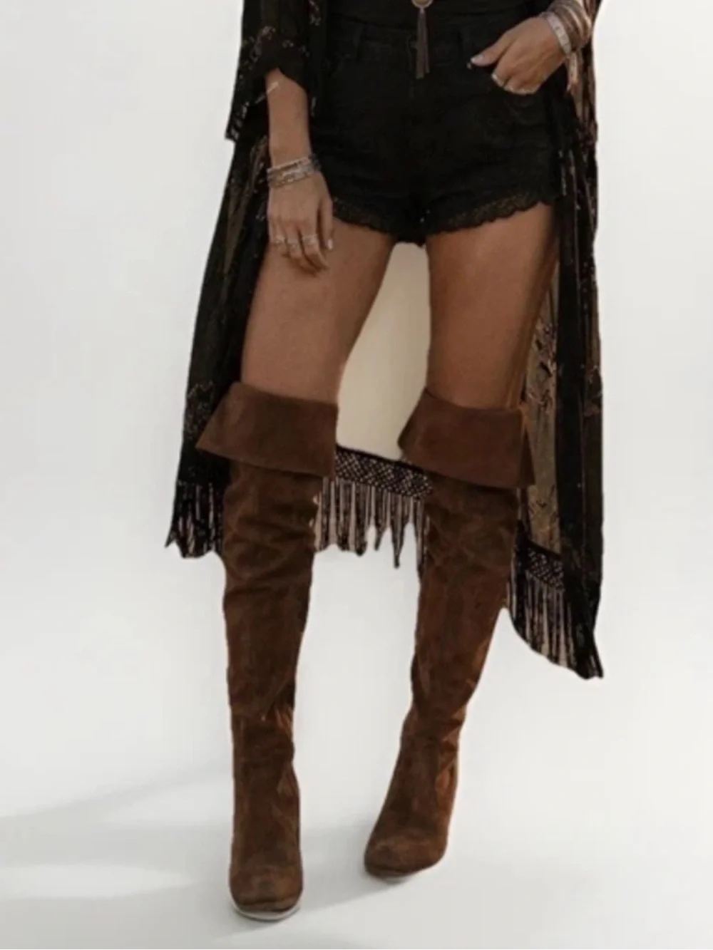 Frye Shirley Women's Suede brown tan cognac Over-the-Knee Riding Boots size 7B