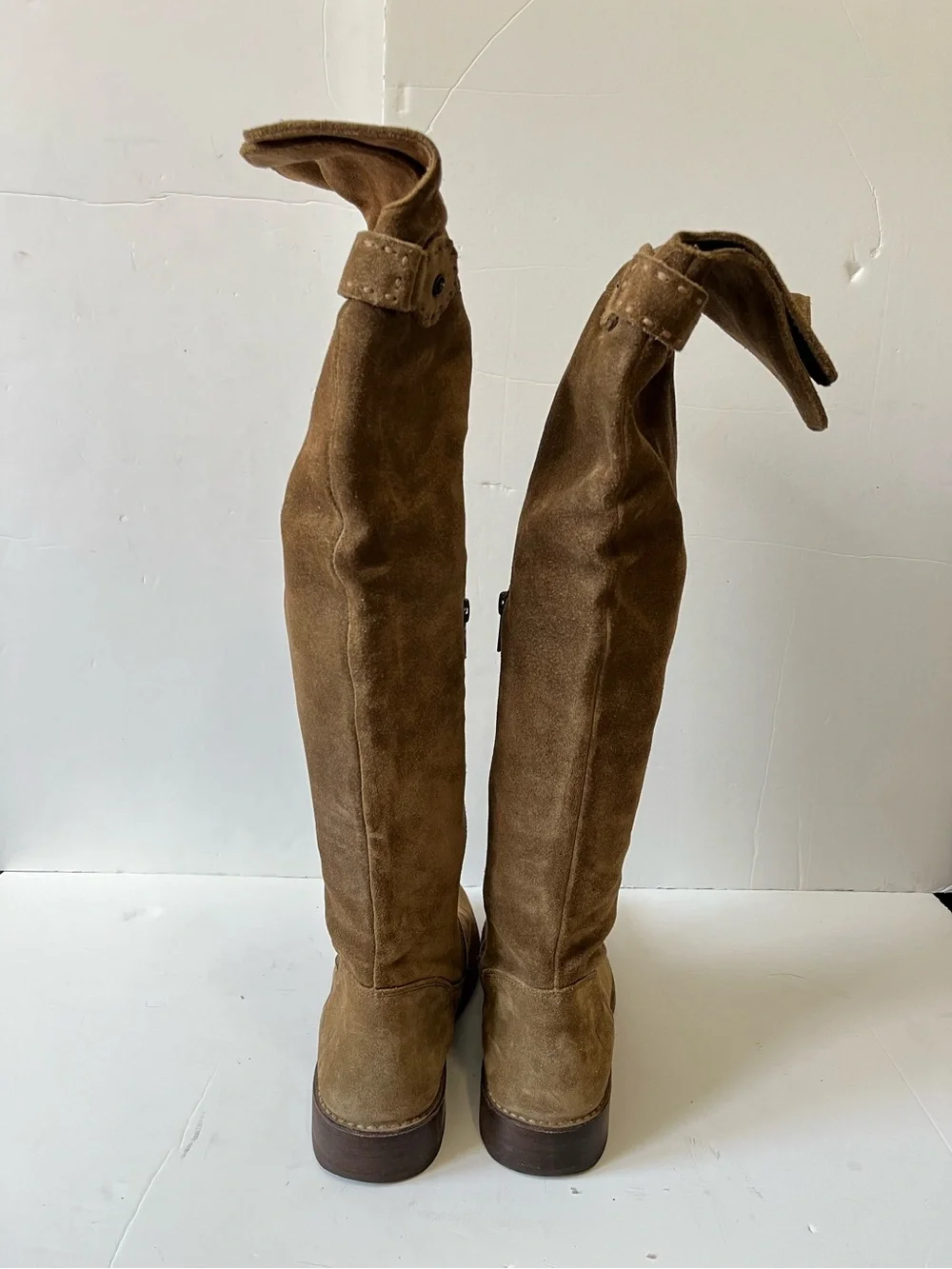 Frye Shirley Women's Suede brown tan cognac Over-the-Knee Riding Boots size 7B