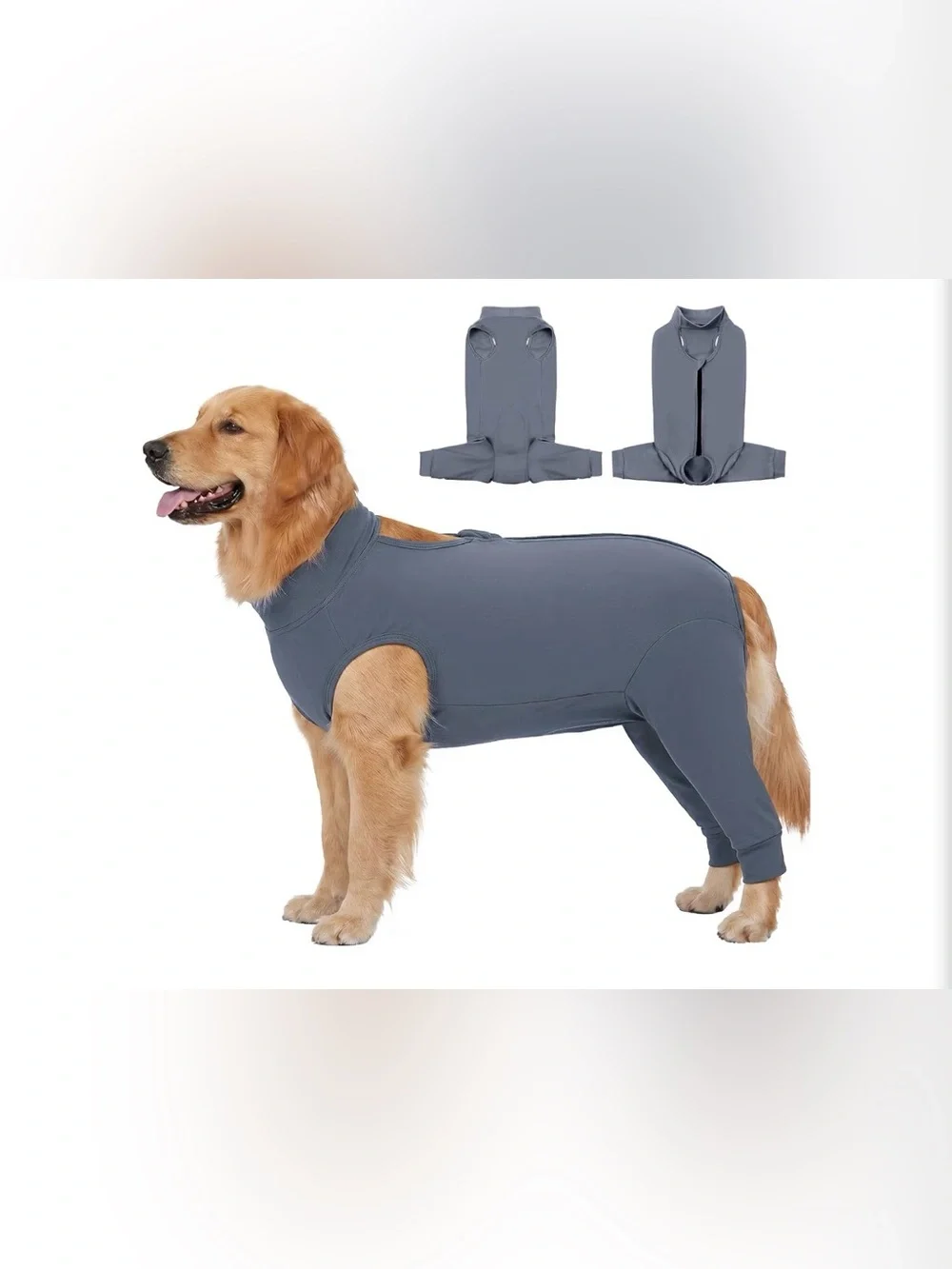 Gray Full-Body Recovery Suit for Dogs - Comfort Post-Surgery Support