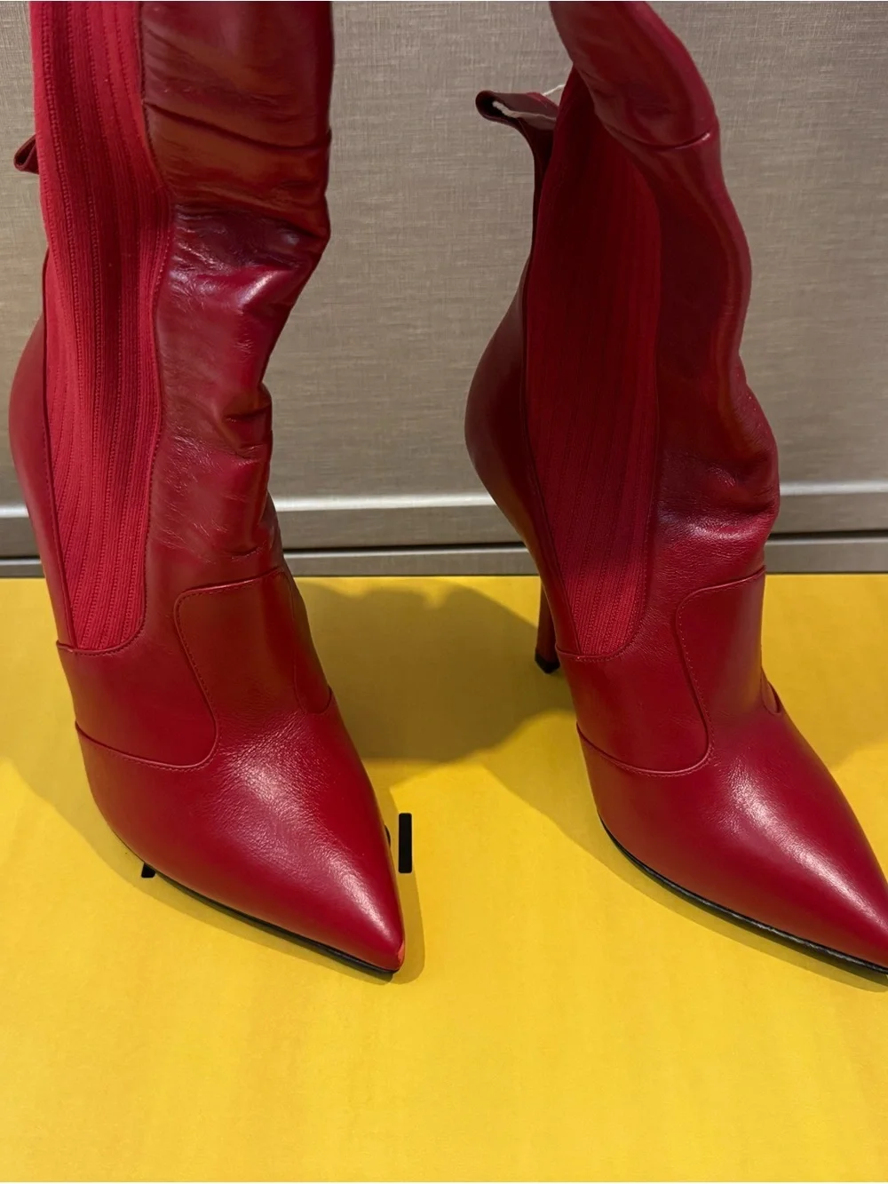 Fendi Rokoko Red Leather  Over-the-Knee Boots 7/37 NWT!! HOT!