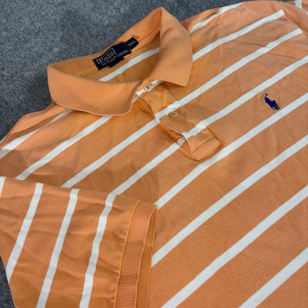 Polo Ralph Lauren Shirt Mens‎ Polo Xxl Short Sleeve Orange Classic Fit Striped