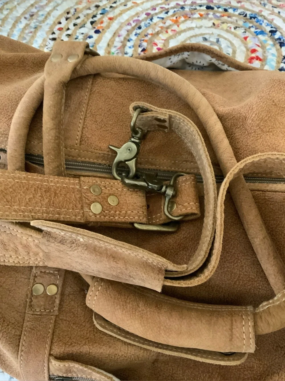 Myra Brown Leather Duffel Bag - Classic Travel Weekender NWOT