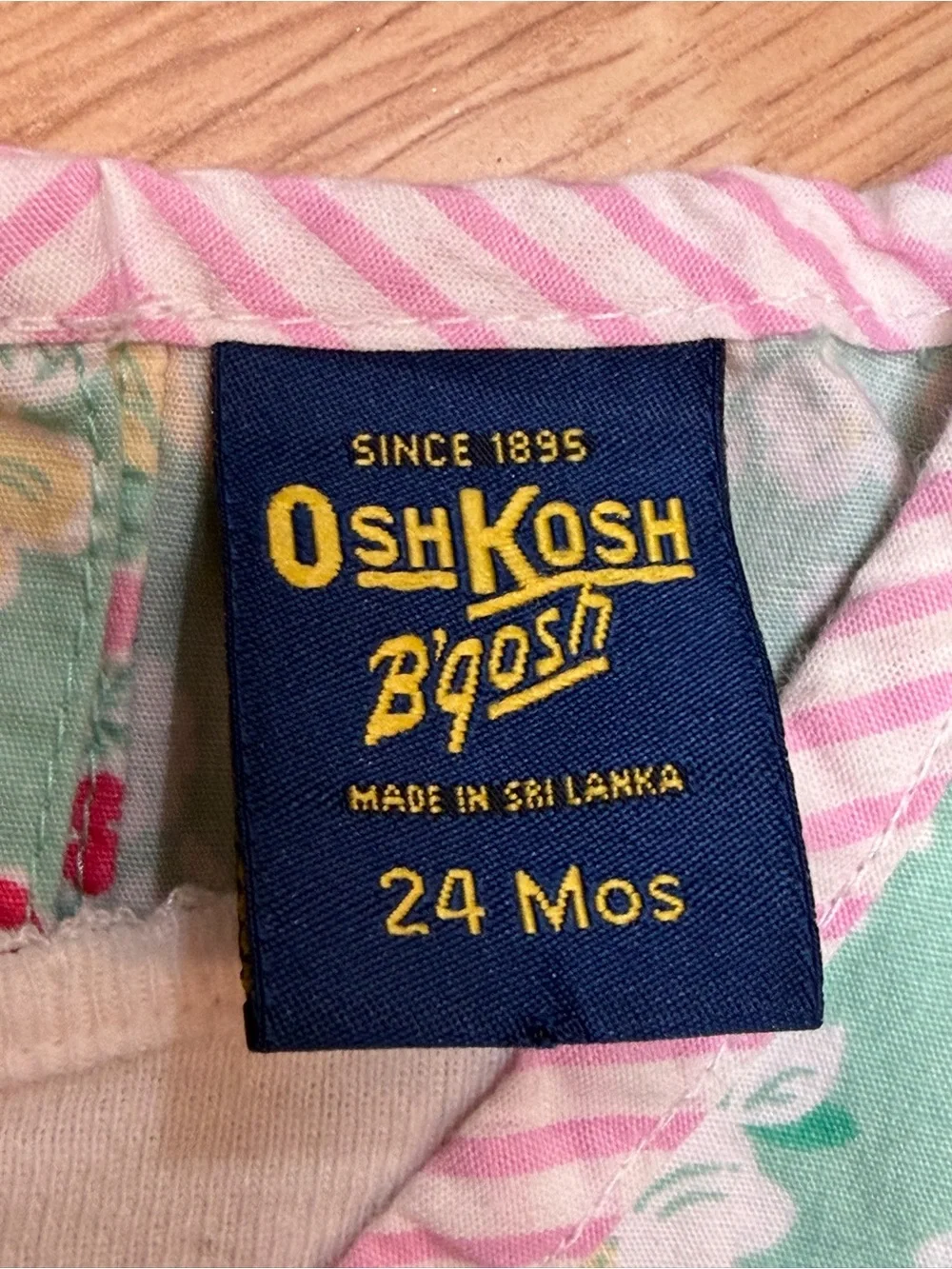 OshKosh B’Gosh Girls 24M Green Floral Peplum Top Pink Stripe Cottagecore