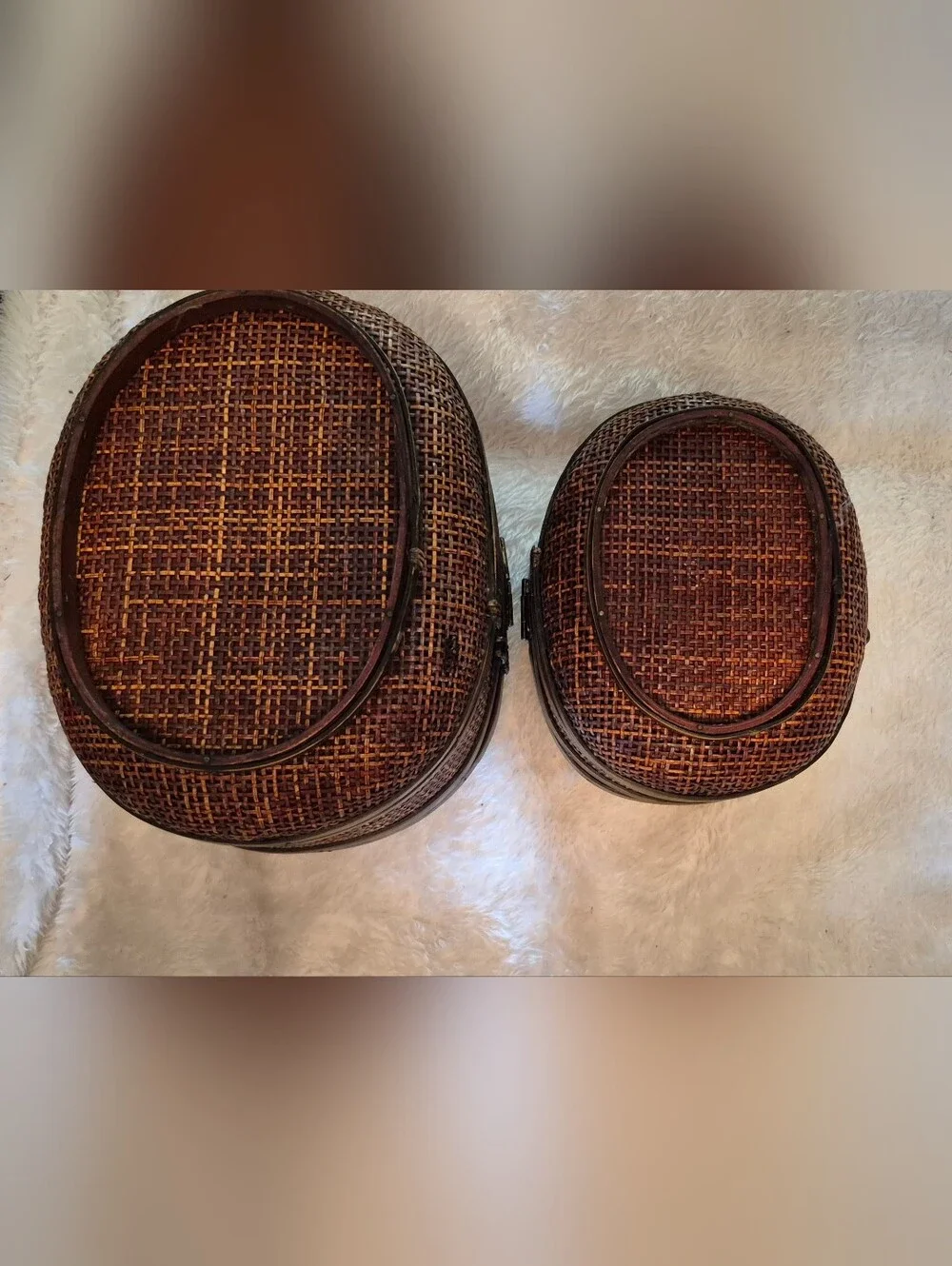 Set Of Roven Rattan Decorative  Baskets For Storage Like Sewing Stuff.