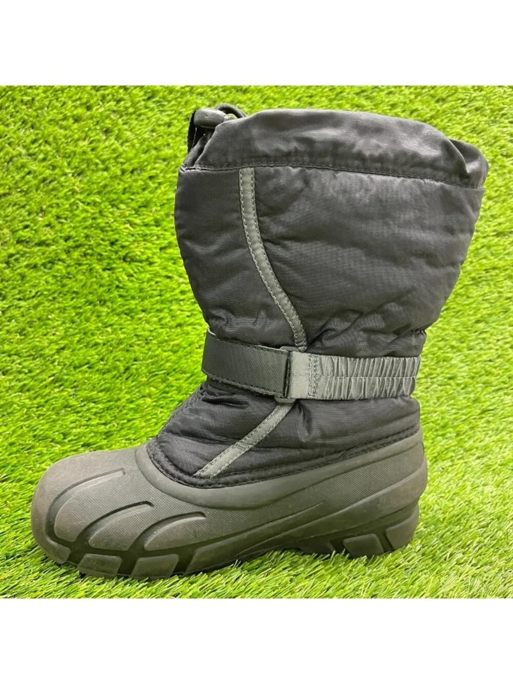 Sorel Flurry Boys Size 3Y Black Outdoor Waterproof Pull On Winter Snow Boots