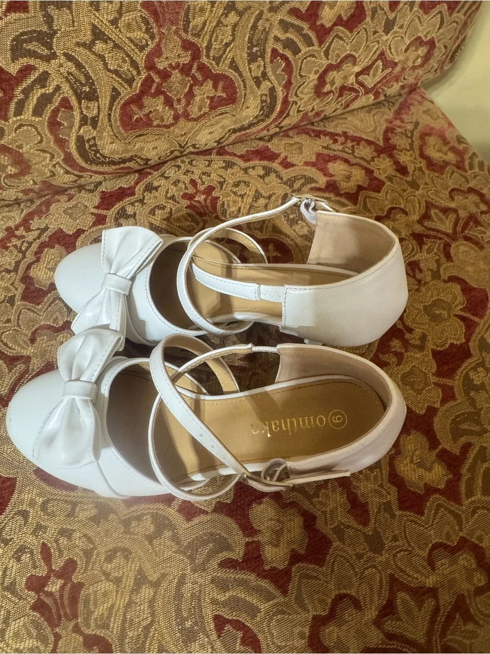 Girls' White Bow Strap Kids Shoes