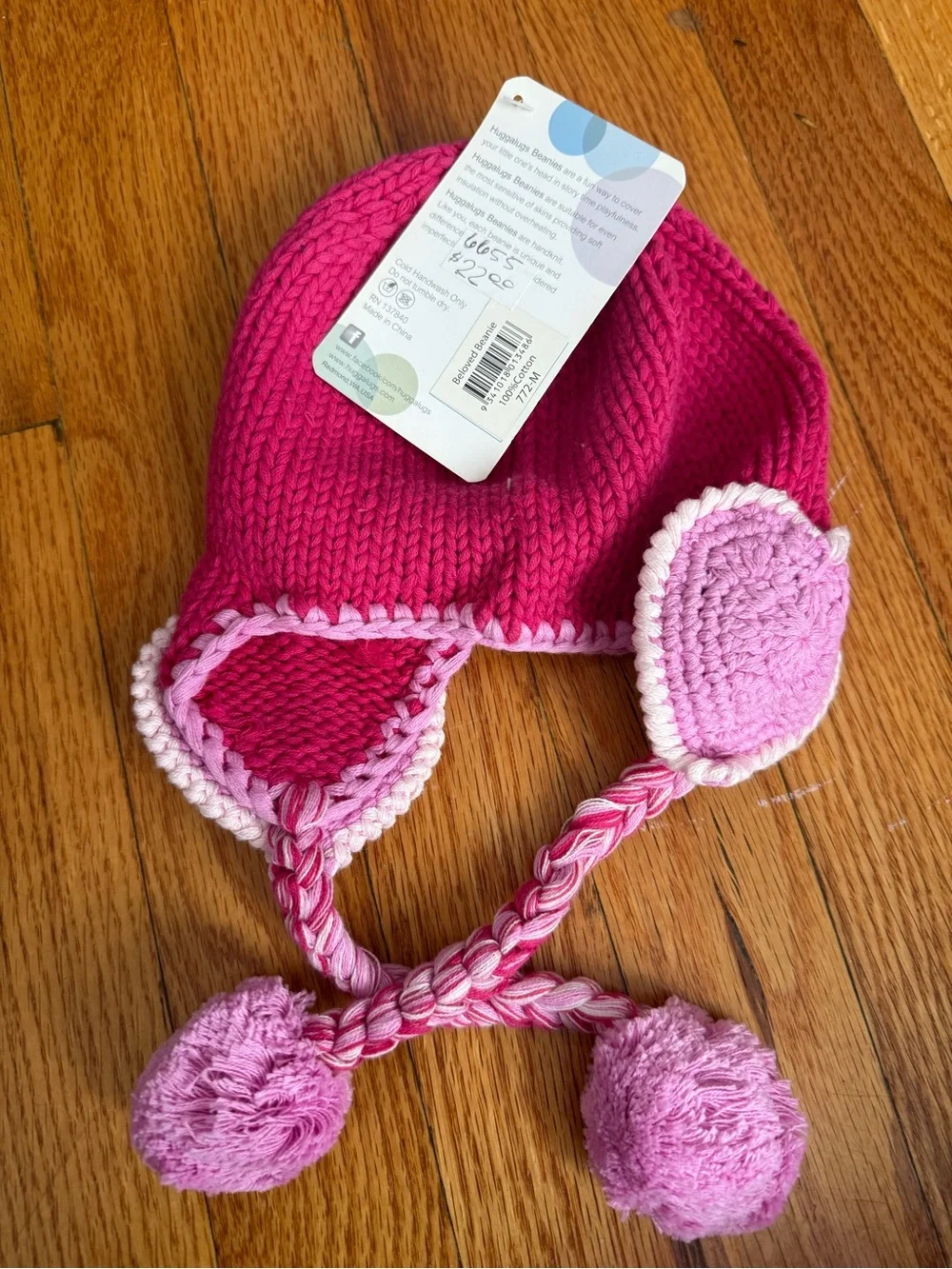Kids Pink Heart Earflap Beanie