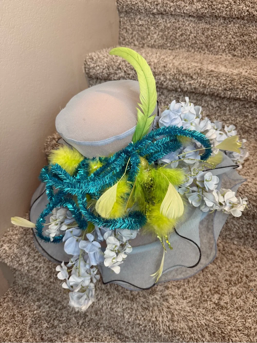 Blue green Floral Accent Hat evermore