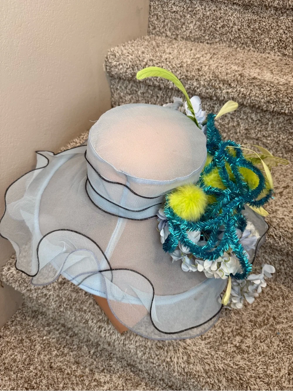 Blue green Floral Accent Hat evermore