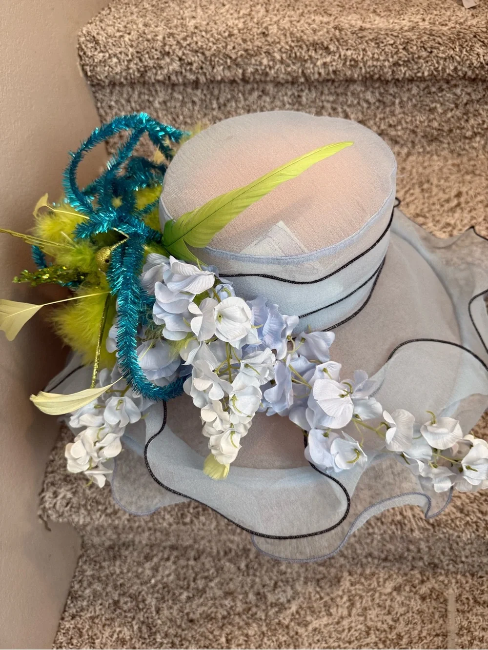 Blue green Floral Accent Hat evermore