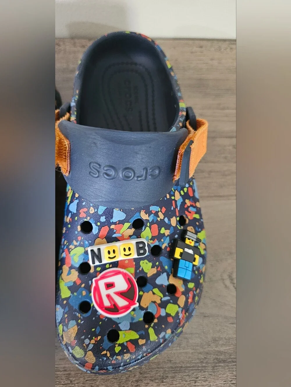 Crocs Terrain Kids Navy Multicolor Splash Clog Shoes Roblox Charms Boy J4
