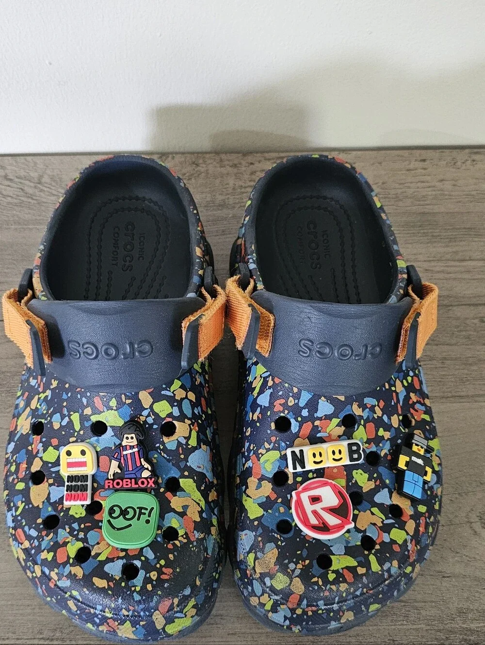 Crocs Terrain Kids Navy Multicolor Splash Clog Shoes Roblox Charms Boy J4