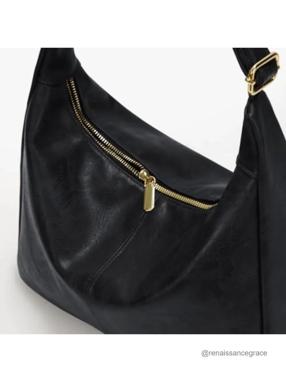Large Slouchy Hobo Shoulder Bag Faux Leather Vegan Purse with Adjustable Strap