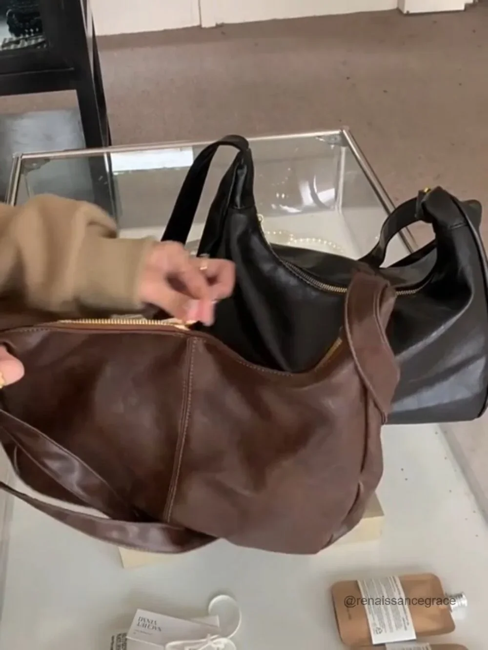 Large Slouchy Hobo Shoulder Bag Faux Leather Vegan Purse with Adjustable Strap