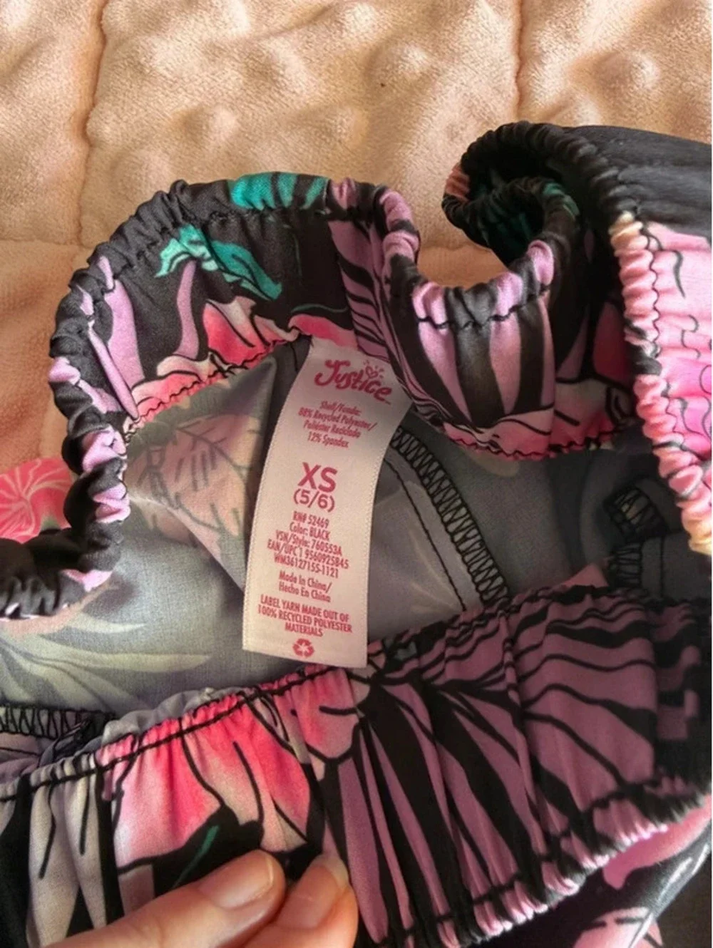 Justice Girls Tropical Floral Print Swimsuit Bottom or Board Shorts