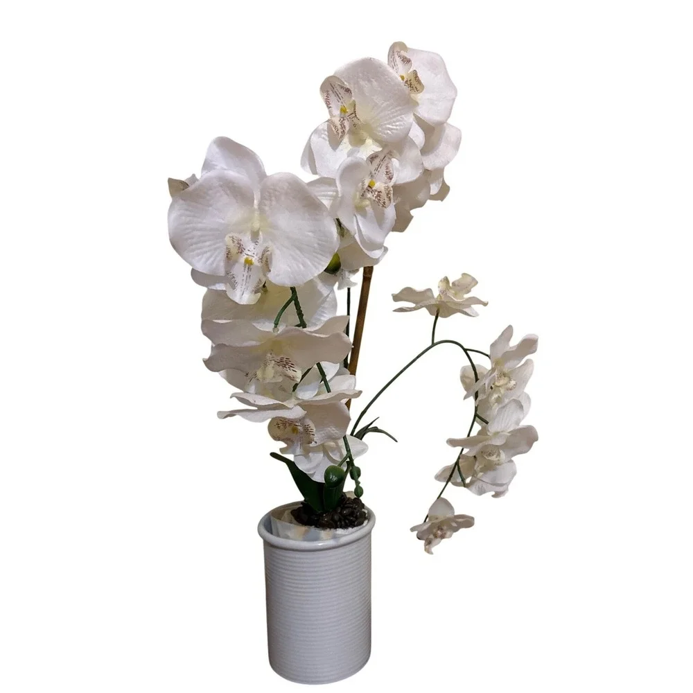 Large Artificial White Phalaenopsis Orchid Silk Flower in White Ceramic Pot‎ 27