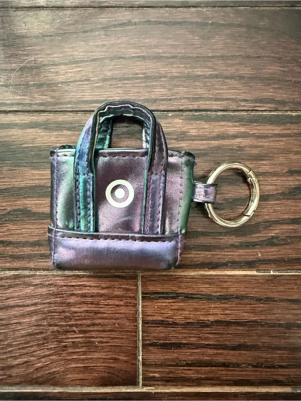 Target Iridescent Mini Tote Keychain in Purple and Green