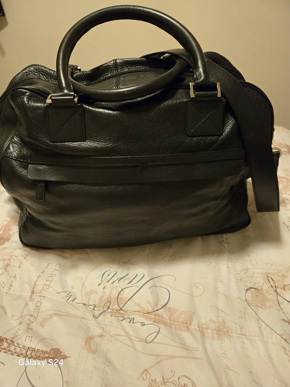 Cole Haan Men's Black Leather Weekender Bag - Classic Carryall