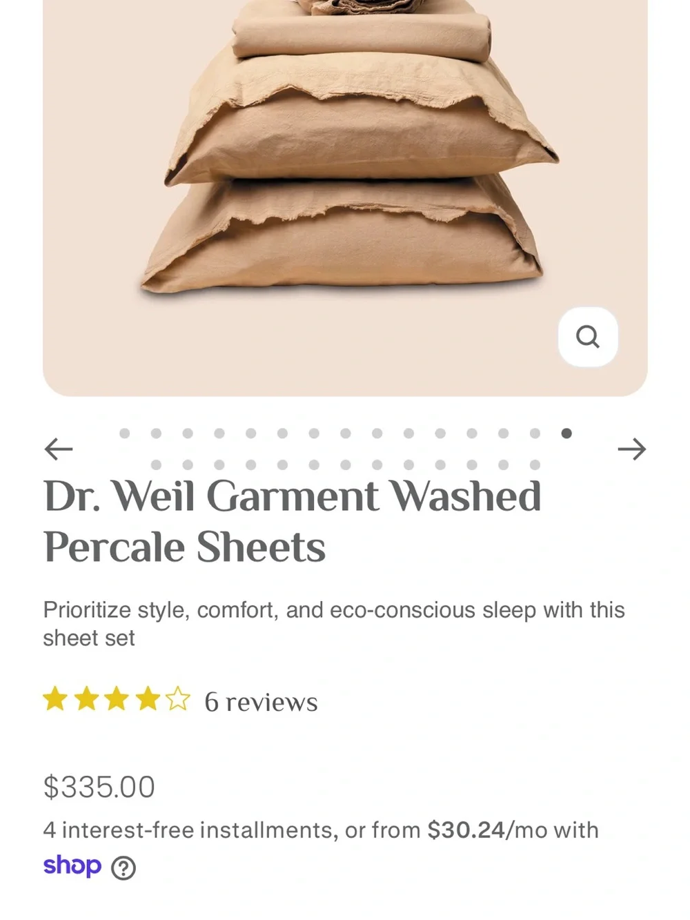 Dr Weil Garment Washed Percale Sheets - Tan Split King