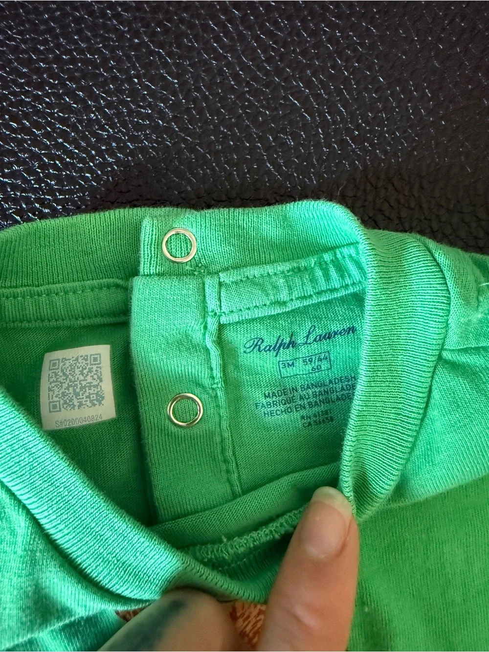 Ralph Lauren Green Polo Bear One-Piece 3 months