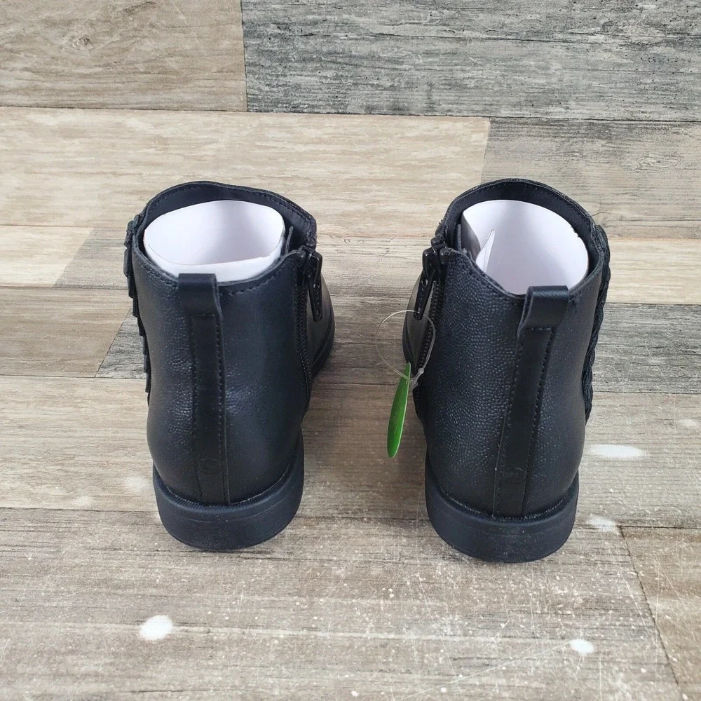 Stride Rite Carolyn Kids Bootie Sz 11.5 M Black Leather Side Zip Ankle Boots