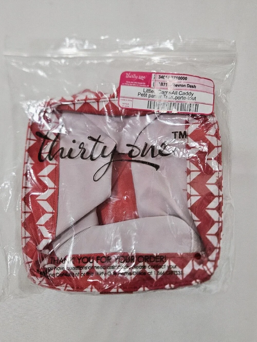 Thirty-One Little Carry-All Caddy 3401AB710000 Chevron Dash AB71 Red White