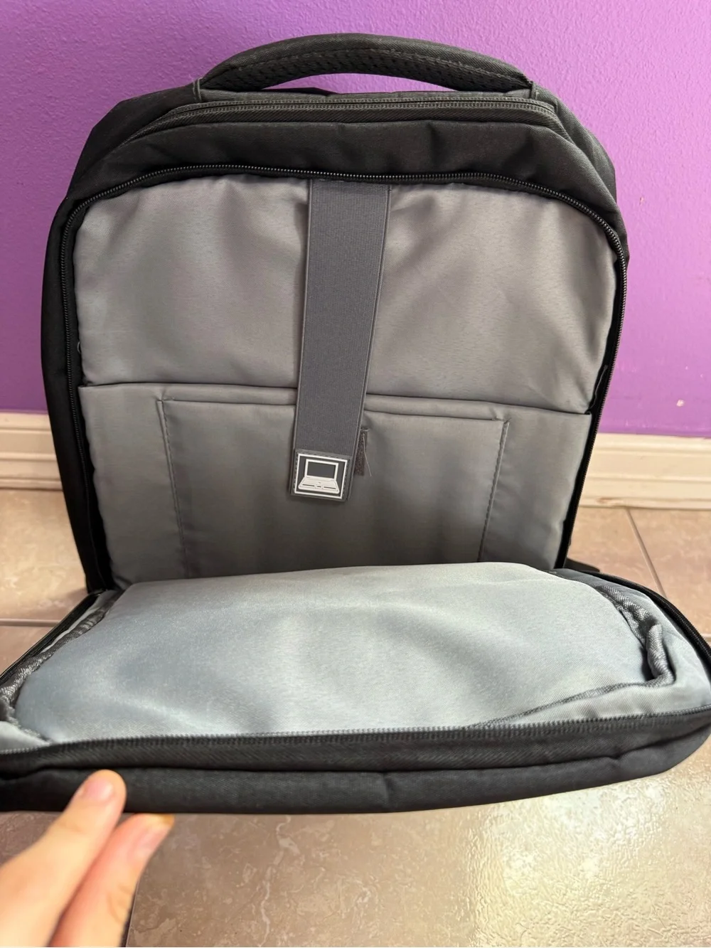 James Hawk Men's Black Commuter Smart Backpack with Reflective Strip