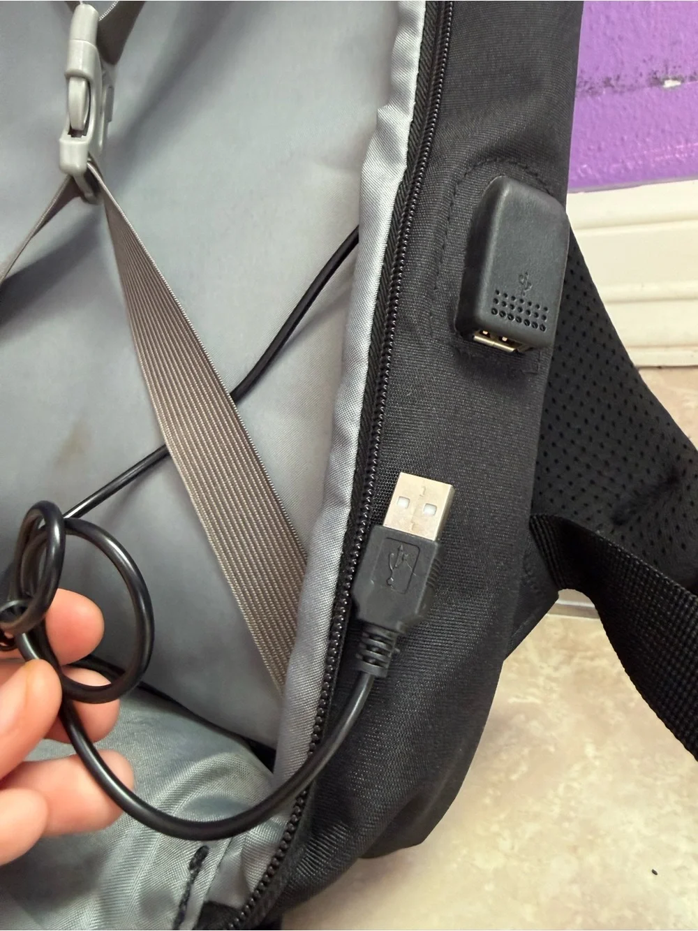 James Hawk Men's Black Commuter Smart Backpack with Reflective Strip