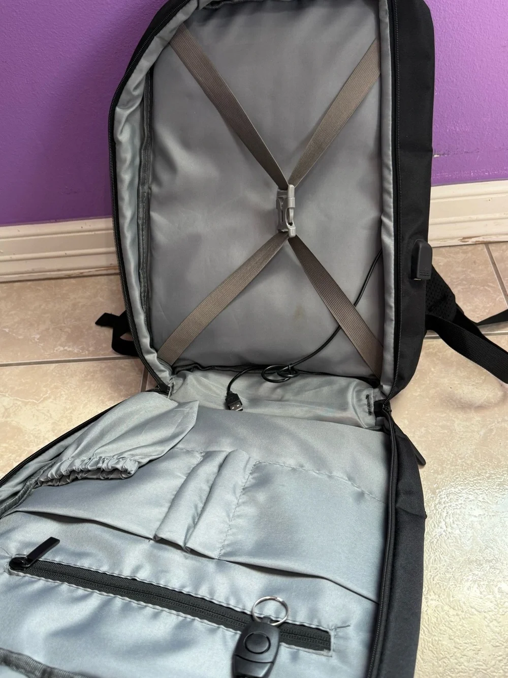 James Hawk Men's Black Commuter Smart Backpack with Reflective Strip