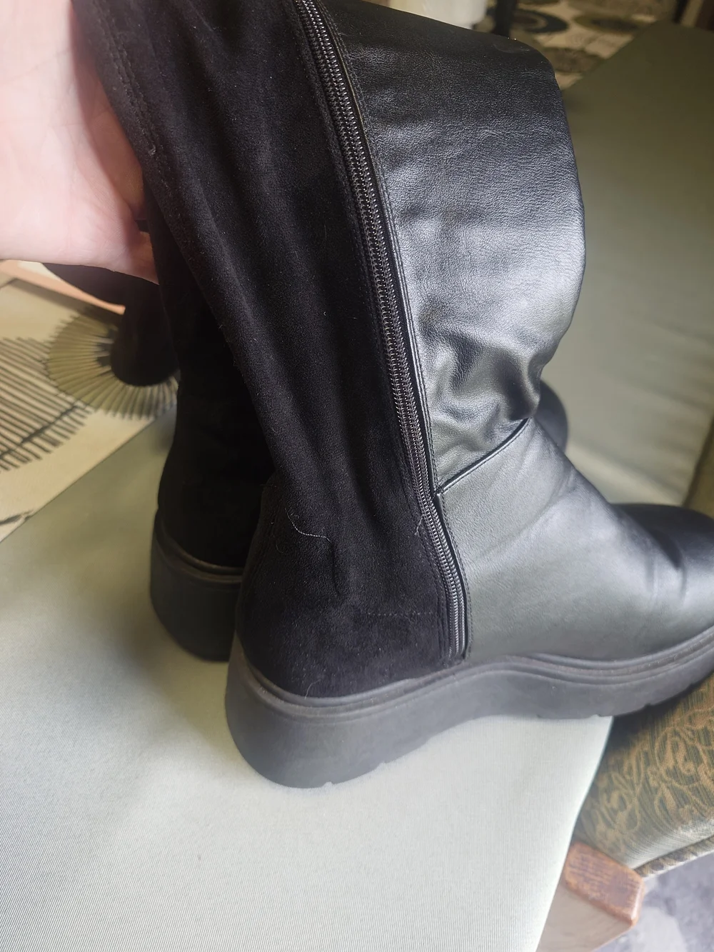 Black Knee-High Platform Boots - Brand Unknown