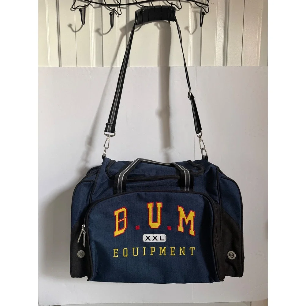 VTG B.U.M. Equipment XXL Duffel Bag Navy Blue Ripstop Nylon Travel Gym Bag