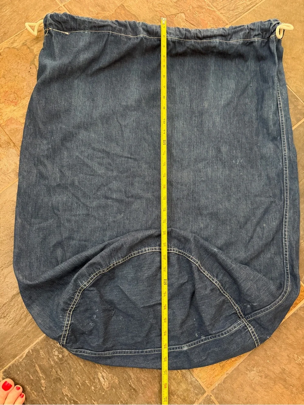 Vintage Dark Blue Indigo Denim US Navy Duffle Utility Laundry Bag