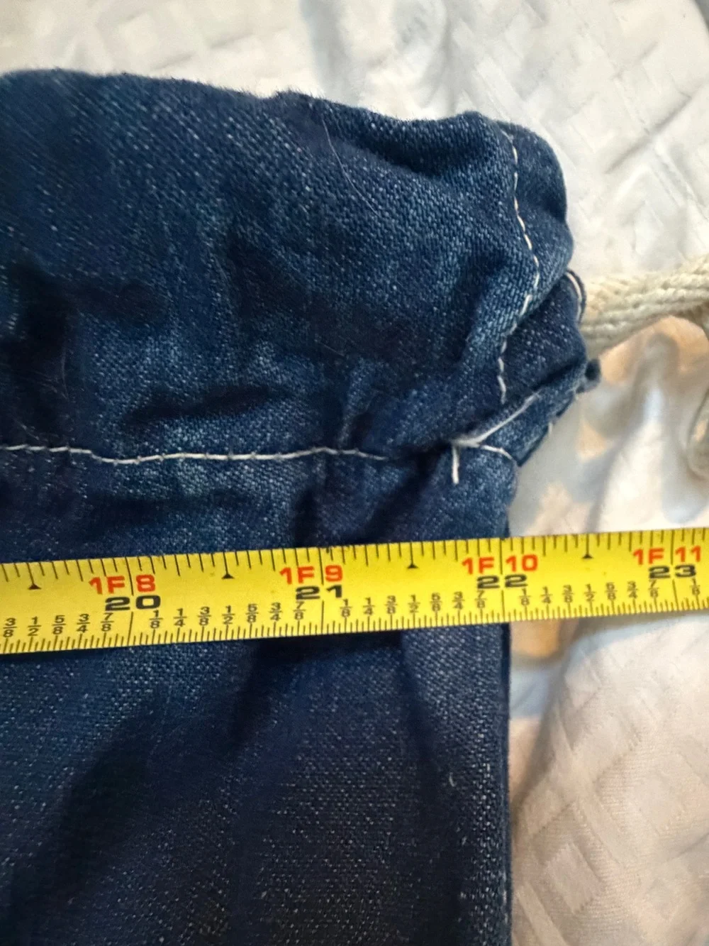 Vintage Dark Blue Indigo Denim US Navy Duffle Utility Laundry Bag