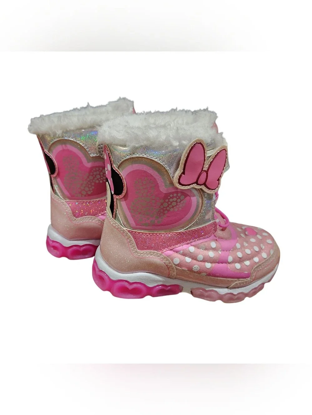 Disney Minnie Mouse Toddler Girls Pink Light-Up Winter Snow Boots