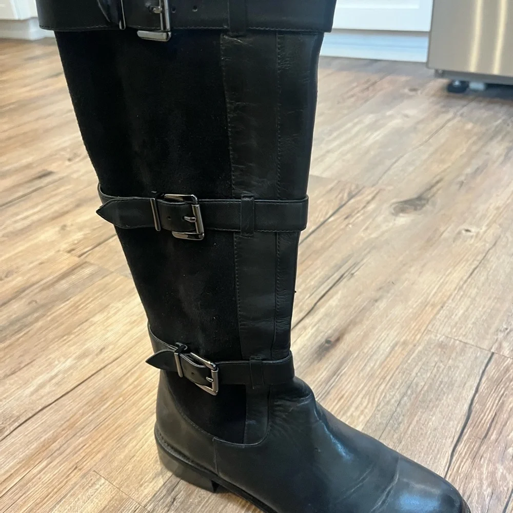 Vero Cuoio Black Moto Below the Knee Boots