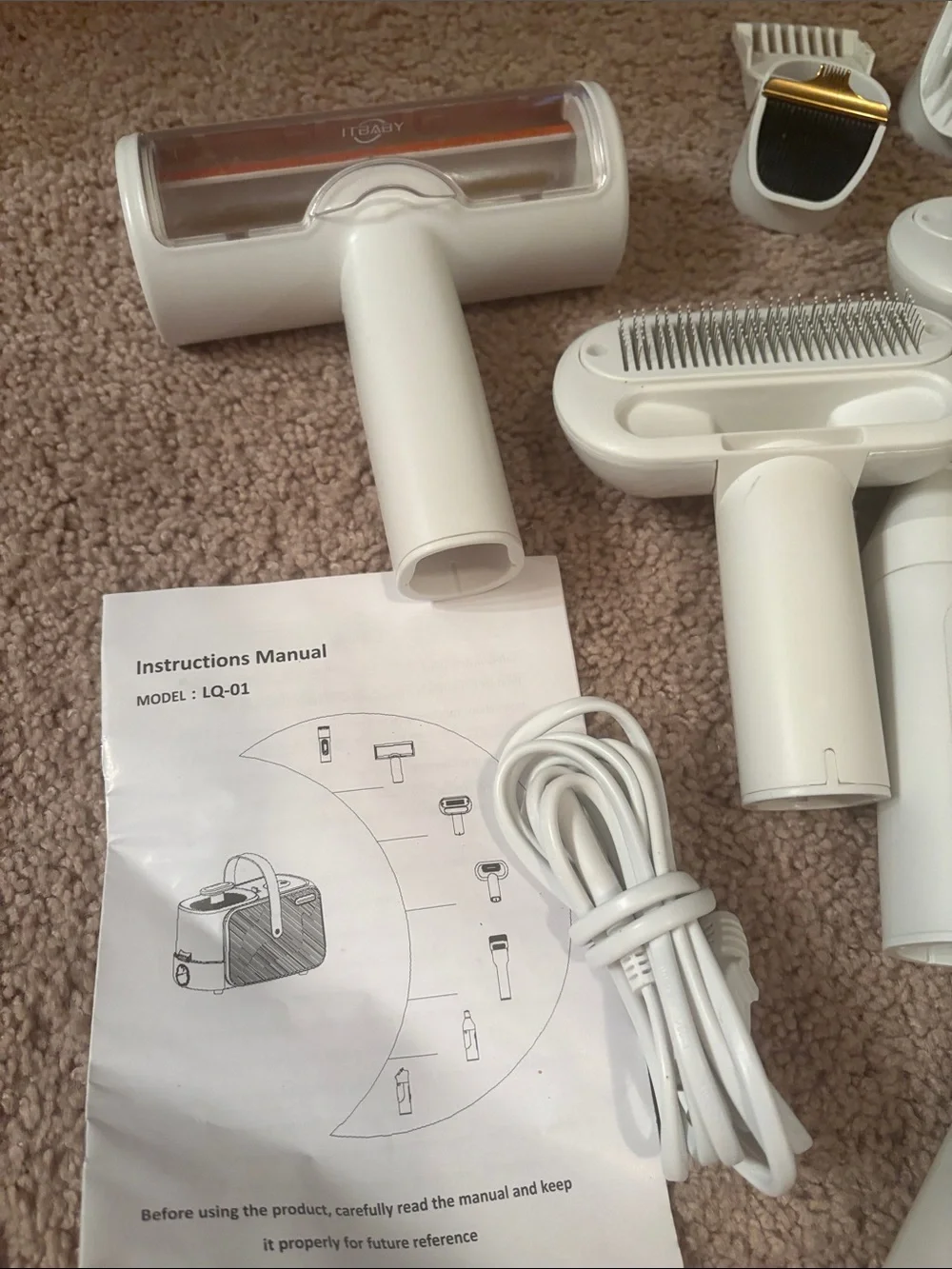 Universal White Pet Grooming Vacuum Kit - White