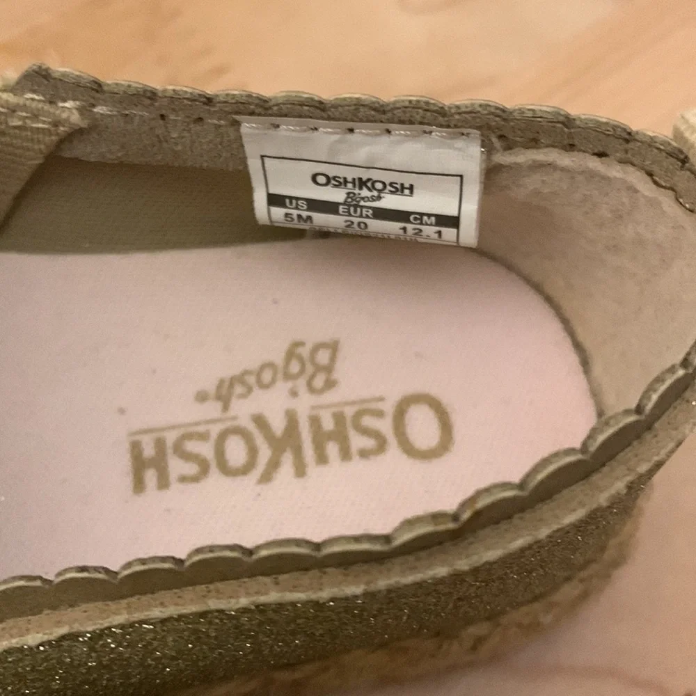 2 Pair Baby Size 5 Casual Slip On Shoe Sparkly Gold And Denim w. Sparkly Rainbow
