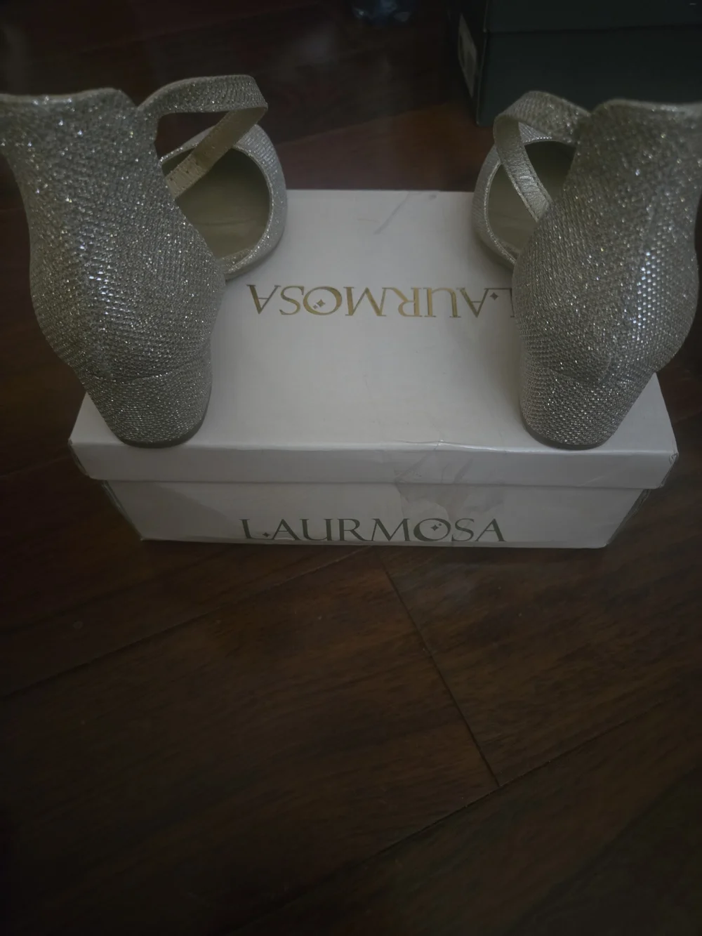 Laurmosa Used Girl's Sparkle Pointed Toe Ankle Strap Flats - Gold
