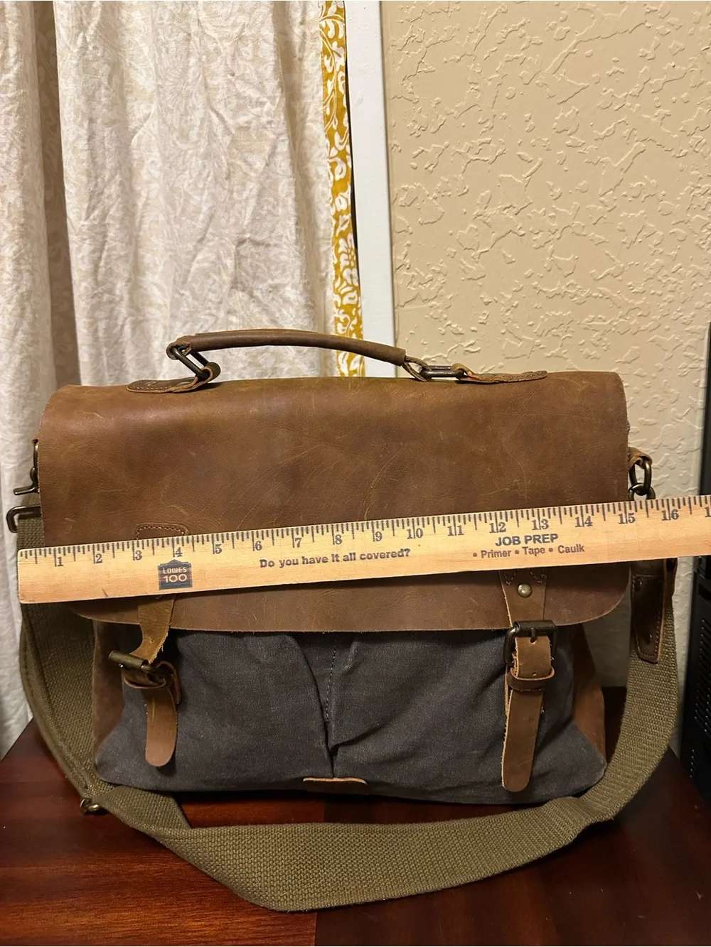 Gootium Vintage Canvas Leather Shoulder/Messenger computer Bag, Khaki 15X12