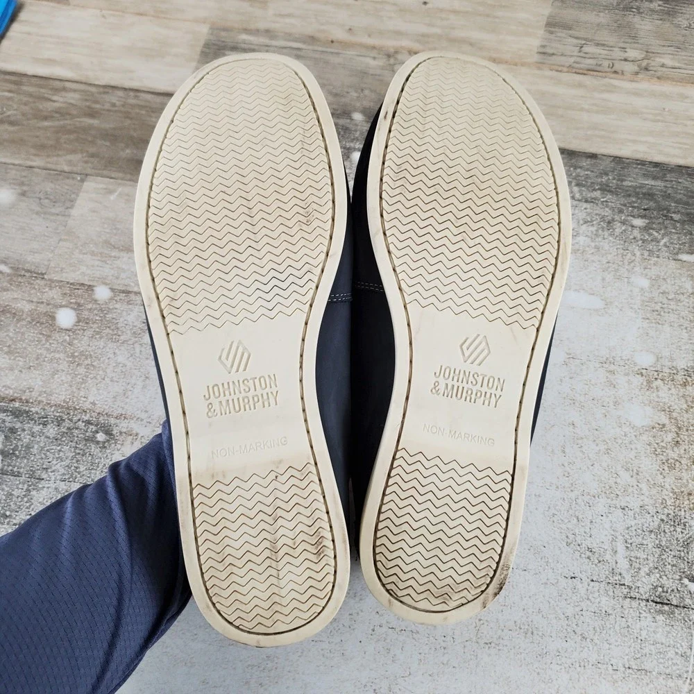 Johnston & Murphy Zeke Kids Boat Shoes Sz 7 M Navy Oild Nubuck Sneakers