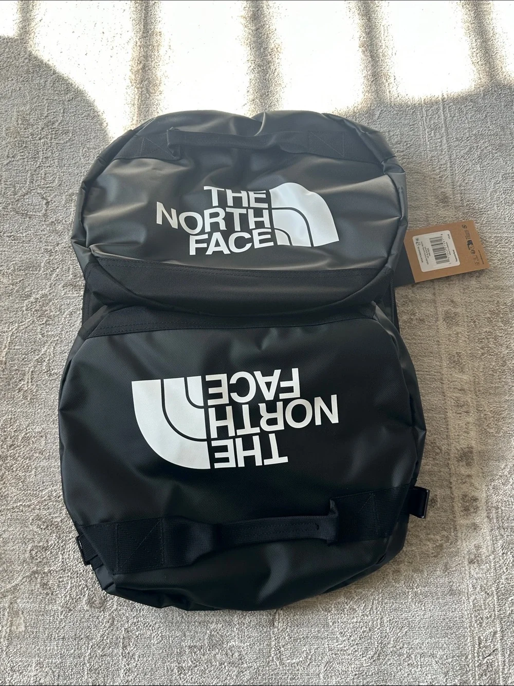 The North Face Large Black Golden State Duffel. 95 liter. 28”x16”x16”. NWT’s.