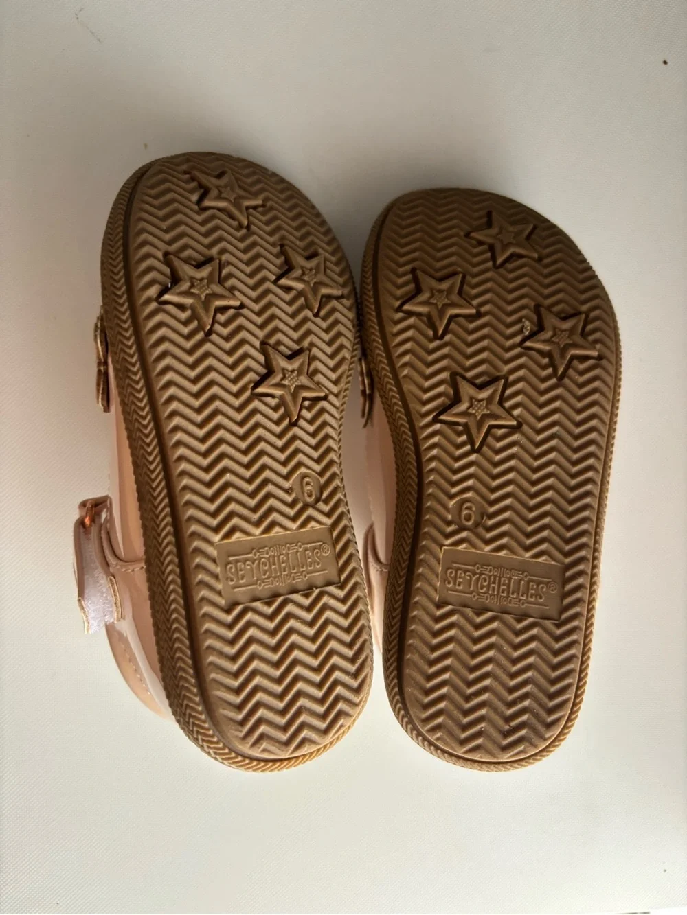 Seychelles Girls' Blush Patent Mary Janes with Butterfly Appliqués