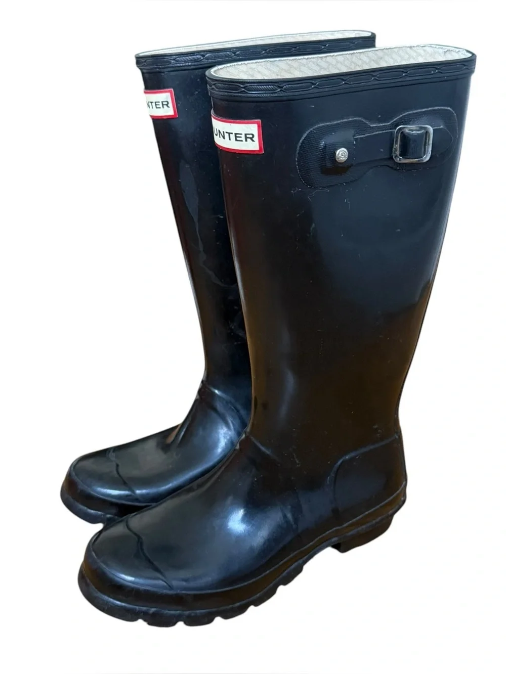 Hunter Kids Original Gloss Tall Rain Boots Big Kids 4 M / 5 F Black Waterproof