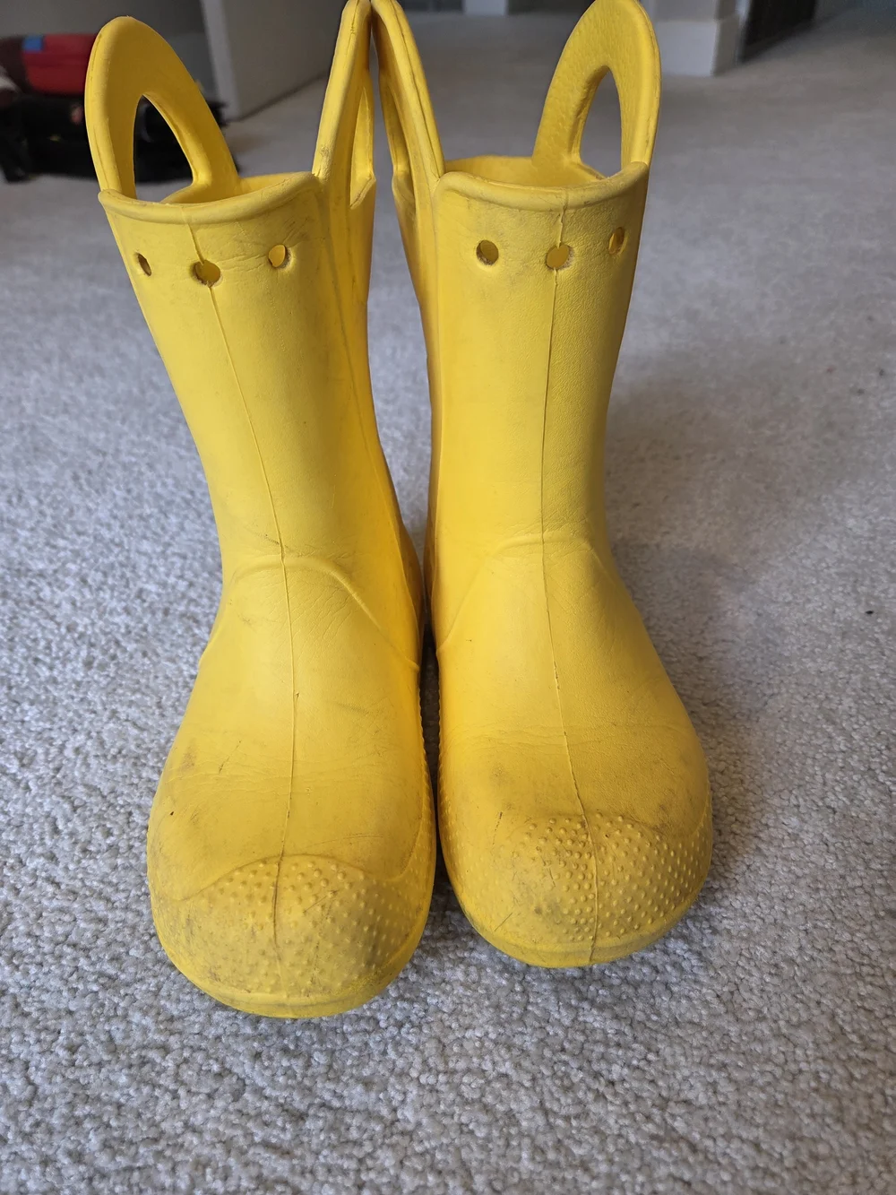 CROCS Kids Bright Yellow Handle Rain Boots