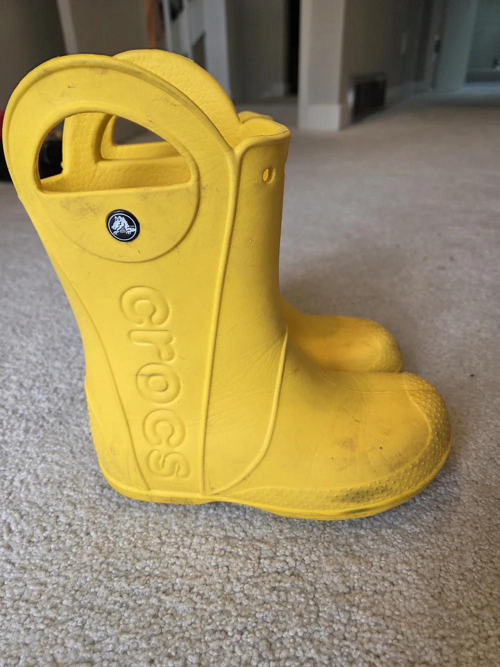 CROCS Kids Bright Yellow Handle Rain Boots