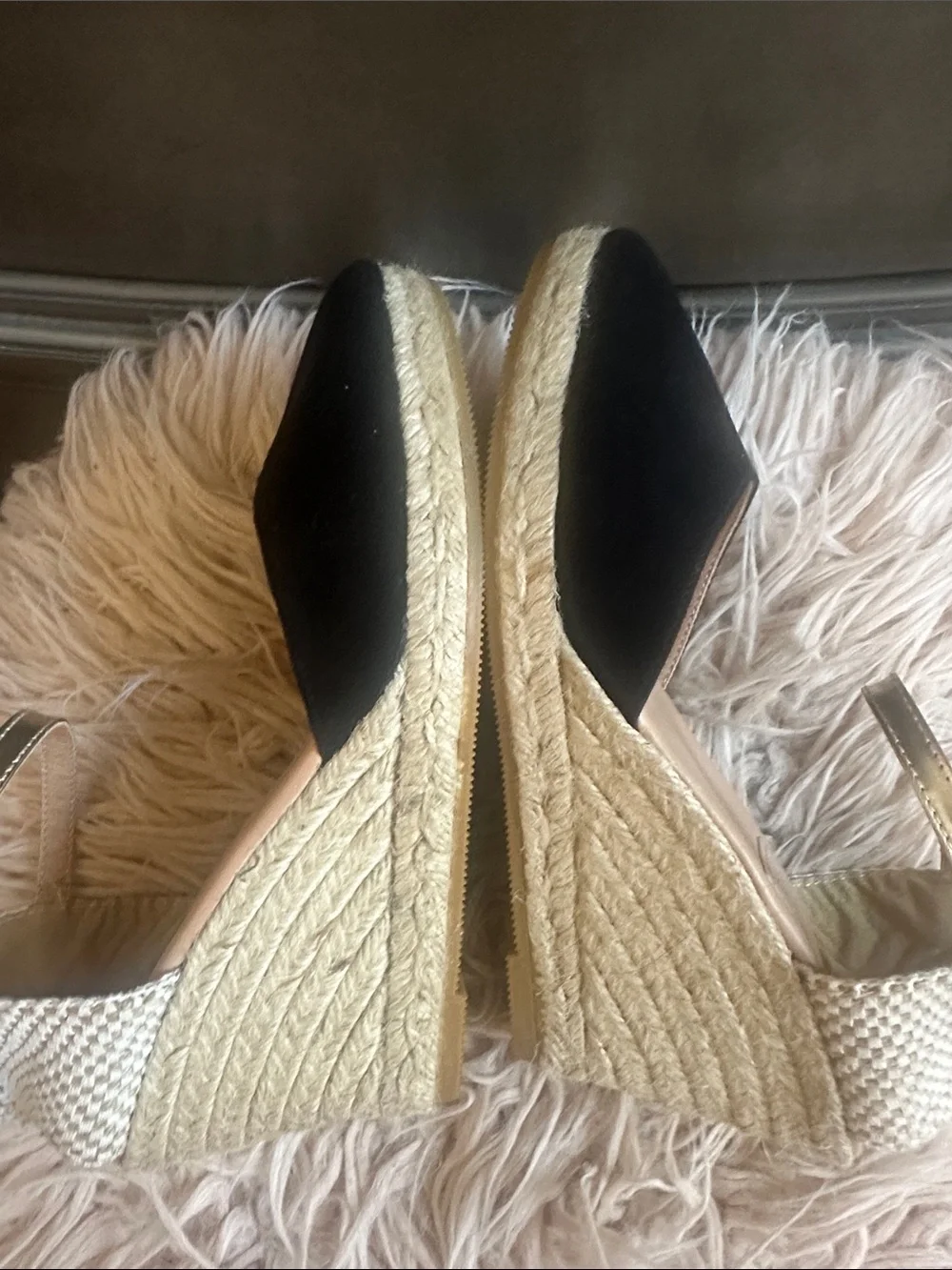 Gaimo Black Espadrille Ankle-Strap Flats