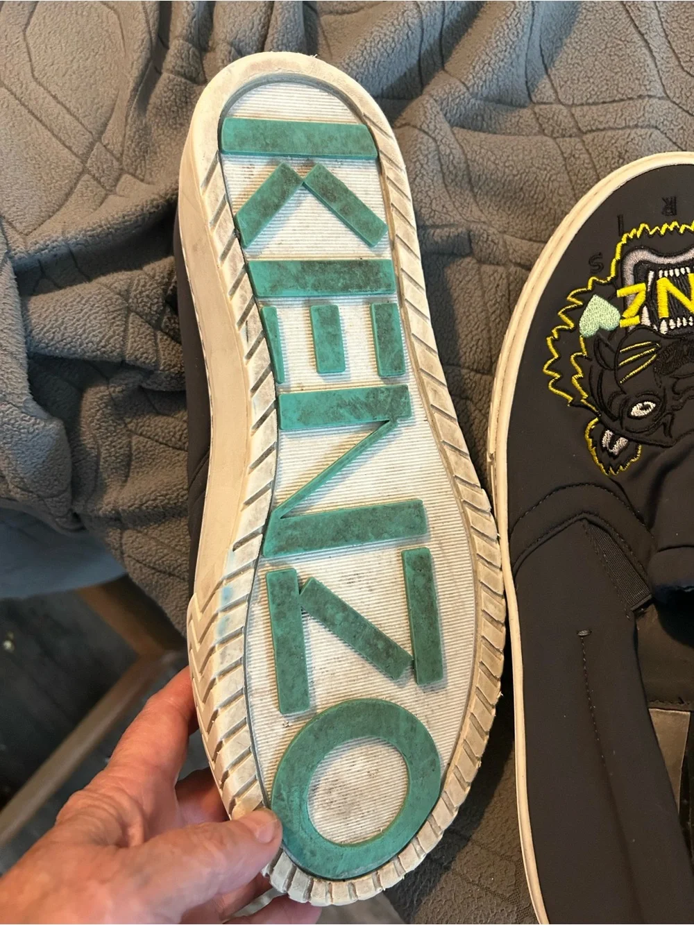 Kenzo Black Slip-On Sneakers  Tiger Embroidery Woman 10 read descripti