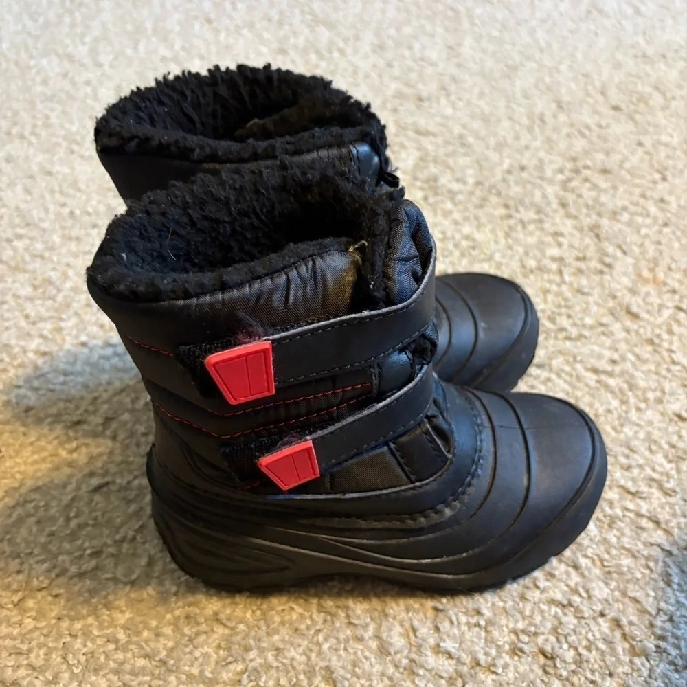 Wonder Nation Kids Black Winter Boots Sz 12 Snow Strap