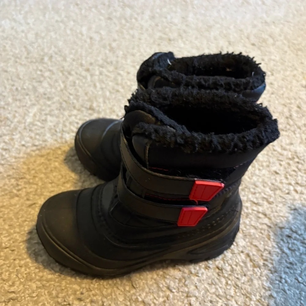 Wonder Nation Kids Black Winter Boots Sz 12 Snow Strap